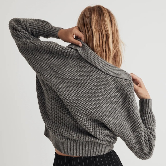 Madewell Waffle-Knit Henley Sweater - Picture 1 of 6